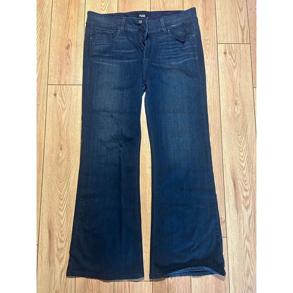 Paige Hidden Hills Boot Dark Wash and Stitch Blue Jeans Sz 33 Petite Inseam 29" - Picture 9 of 14